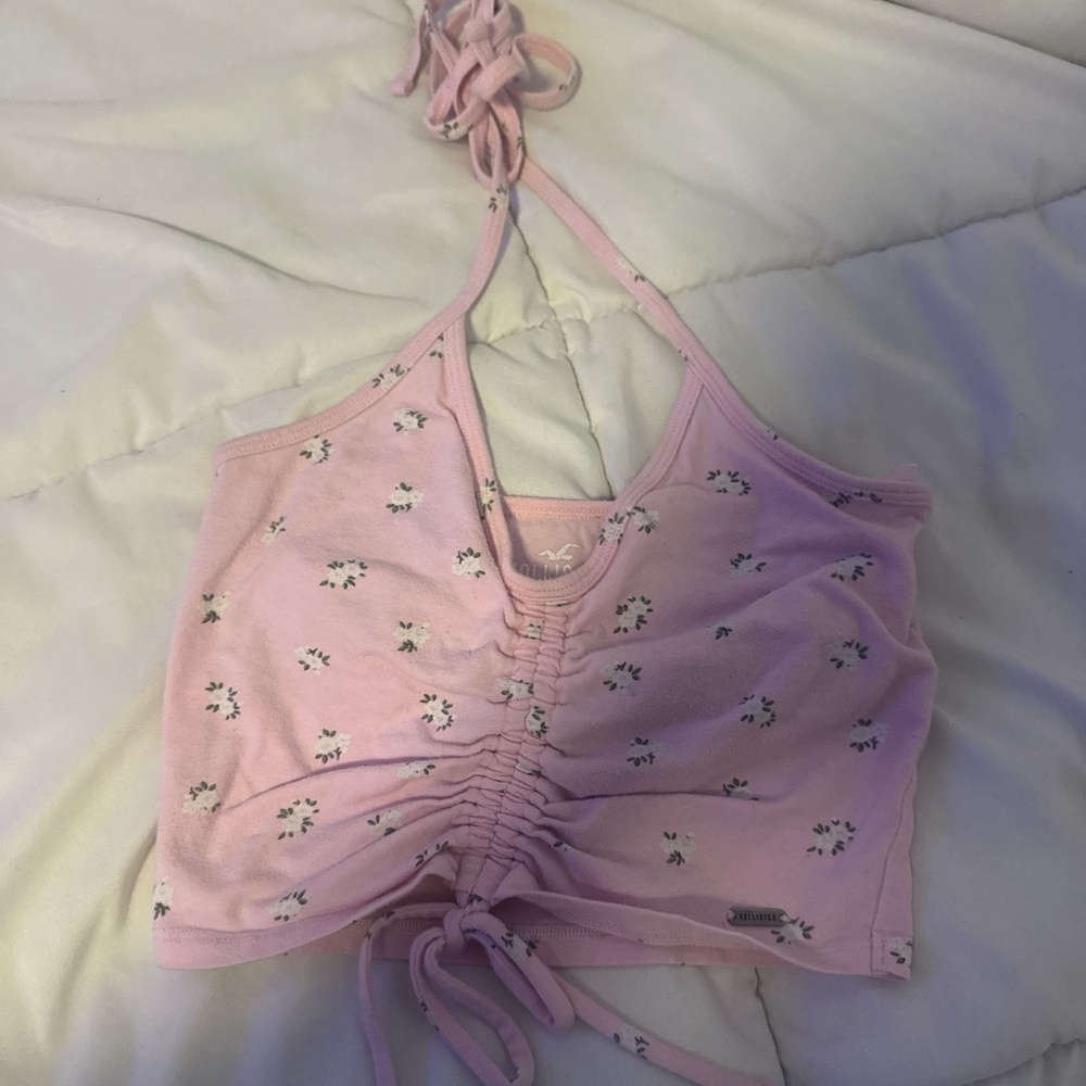 Hollister Pink Ruched Crop Tank Top